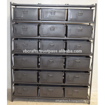 Cabinet de tiroir en métal industriel vintage
